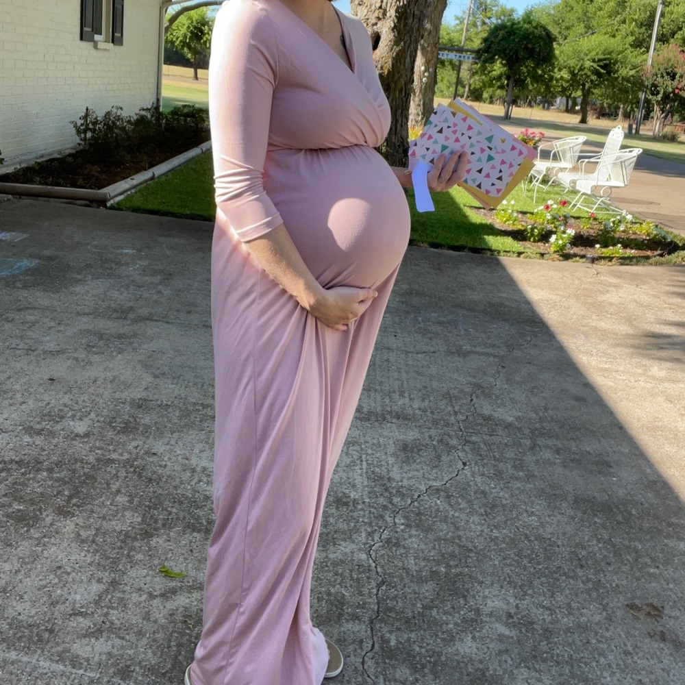 Dusty Pink maxi maternity dress